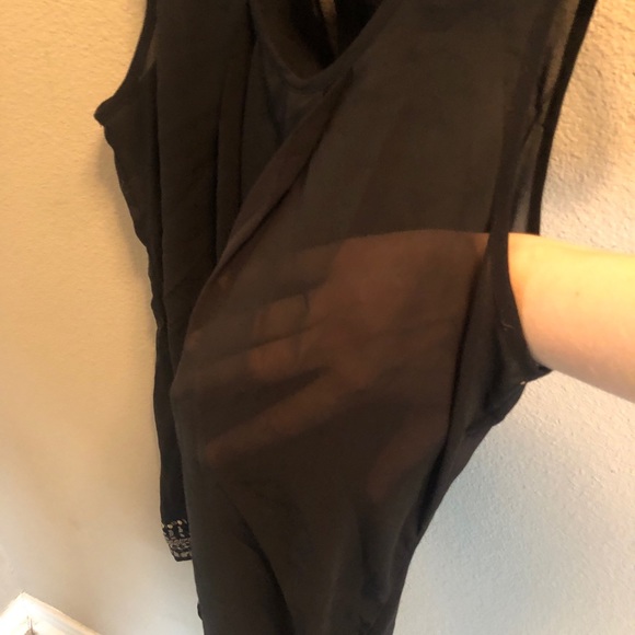 Embroidered and beaded black sheer tank dress ✨✨💐 - Picture 2 of 5